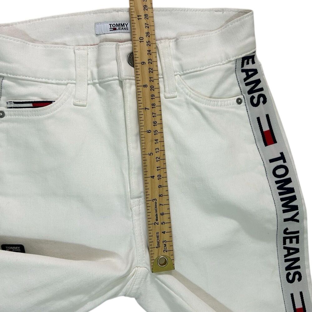 Tommy Jeans White Skinny Jeans Logo Tape Stripe Womens Size 00 NWT - Picture 4 of 7